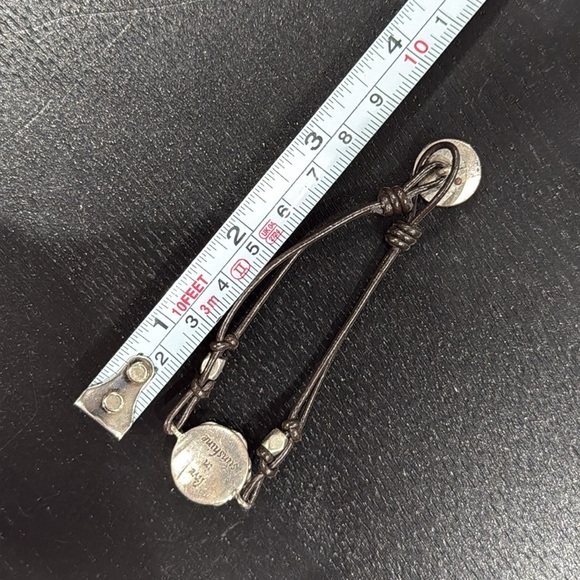 Fossil Leather Bracelet with Metal Flower Charm and Button Close - Picture 7 of 7